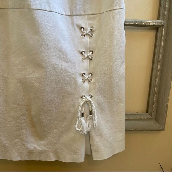 BROOKS Bothers-White Cotton Blend Lace Bottom Detail Vacation Midi Dress - Picture 6 of 12